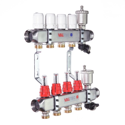 Коллекторная группа нержавеющая сталь 1'x7 выходов 3/4' ЕК с расходомером