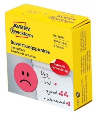 Этикетки Avery Zweckform 3859 250шт на листе диаметр 19мм/70г/м2/красный самоклей. универсальная (упак.:1рул)