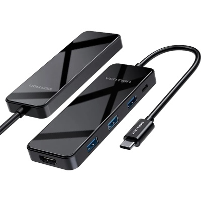 Мультифункциональный хаб Vention USB-C > HDMI v2.0/3xUSB 3.0 OTG/PD Мультифункциональный хаб Vention USB 3.1 M/HDMI 19F/VGA 15F/USB 3.0 Type C F x 3 (THPBB)