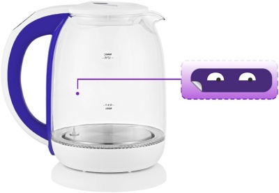 Чайник электрический Kitfort КТ-6140-1 1.7л. 2200Вт белый/фиолетовый (корпус: стекло)