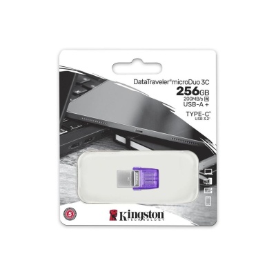 Флеш Диск Kingston 256Gb DataTraveler microDuo 3C DTDUO3CG3/256GB USB3.0 фиолетовый