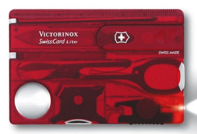 Швейцарская карта Victorinox SwissCard Lite (0.7300.T) красный полупрозрачный коробка подарочная