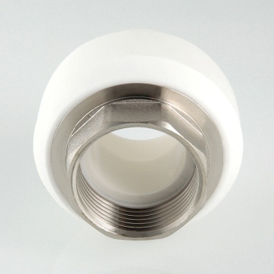 Муфта комбинированная 40x1' ВР под ключ полипропиленовая PPR белая