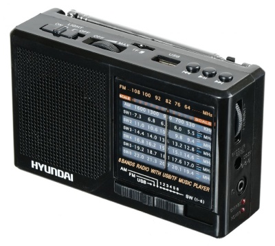 Радиоприемник портативный Hyundai H-PSR140 черный USB microSD