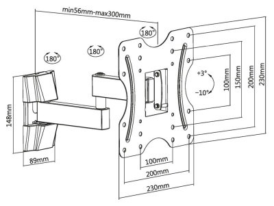 Кронштейн для телевизора Ultramounts UM 899 черный 23"-43" макс.20кг настенный поворотно-выдвижной и наклонный