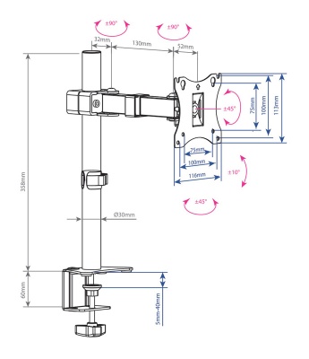 Кронштейн для мониторов Arm Media LCD-T02 черный 15"-32" макс.7кг настольный поворот и наклон
