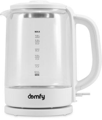 Чайник электрический Domfy DSW-EK304 1.7л. 2200Вт белый (корпус: стекло)