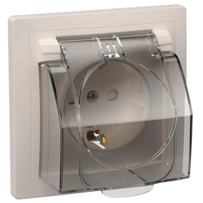 Iek ERK71-K01-10-DM-44 РСбш11-3-ККБ-44 Розетка 1местн. c з/к с защ. штор. с бол. кр. керамика IP44 16А КВАРТА (белый) IEK