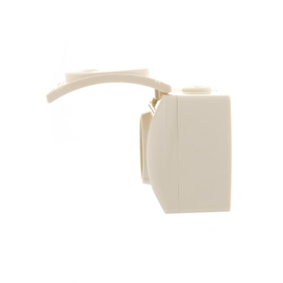 Розетка 1-м ОП Nata 16А IP20 с заземл. с защ. крышкой керамика крем. LEZARD 710-0300-123