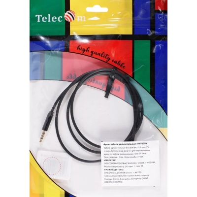 Кабель удлинит 3.5 Jack (M) - 3.5 Jack (F), 1м Telecom PRO <TAV7179M-1M> VCOM Кабель-переходник Telecom Jack 3.5 mm M/Jack 3.5 mm F (TAV7179M-1M)