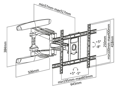 Кронштейн для телевизора Ultramounts UM 912 черный 37"-75" макс.45кг настенный поворотно-выдвижной и наклонный