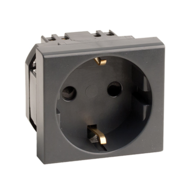 Dkc 45205 Розетка силовая 2Р + Е, со шторками, «Viva», 2 мод., цвет черный