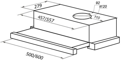 Вытяжка встраиваемая Maunfeld VS Light 50 белый управление: кулисные переключатели (1 мотор)