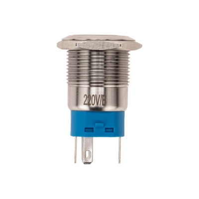 Кнопка антивандальная Ø19 250В Фикс (5с) ON-OFF/OFF-ON подсв/синяя Rexant