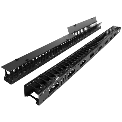 Вертикальные органайзеры с пластиковыми пальцами 149 мм, 42U, для шкафов Business шириной 800 мм, 2 шт., черные (TWT-CBB-DVO-42U/M)