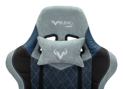 Кресло игровое Бюрократ VIKING 7 KNIGHT Fabric синий текстиль/эко.кожа с подголов. крестовина металл
