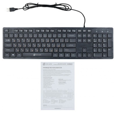 Клавиатура Оклик 520M2U черный/черный USB slim Multimedia