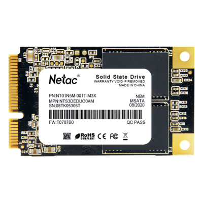 Ssd накопитель Netac SSD N5M mSATA SATAIII 3D NAND 1TB, R/W up to 560/520MB/s, 3y wty (NT01N5M-001T-M3X)