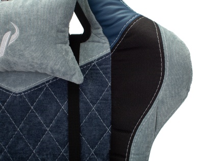 Кресло игровое Бюрократ VIKING 7 KNIGHT Fabric синий текстиль/эко.кожа с подголов. крестовина металл