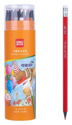 Карандаш цв. Deli 7073-36 пластик (36шт) ластик