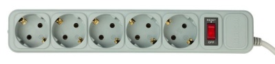 Сетевой фильтр PC Pet AP01006-3-G 3м (5 розеток) серый (пакет ПЭ)