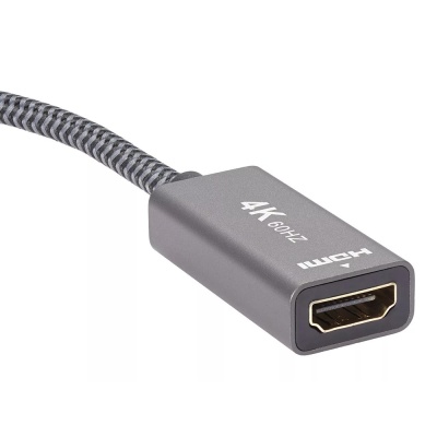 Адаптер miniDP --> HDMI-F 0.15м ,  оплетка, 4K@60Hz, Telecom (TA565) VCOM Адаптер-переходник Telecom Mini DisplayPort M/HDMI F (TA565)