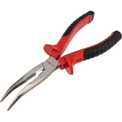 Rexant (12-4621) Тонкогубцы изогнутые 200 мм никелированные, двухкомпонентные рукоятки