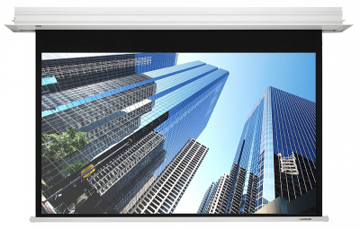 Встраиваемый экран с электроприводом Lumien Master Recessed Control 255х408 см (раб.область 224x398 см 180") MW чёрн.кайма, триггер, RS232, IR, RF управл. в комплекте, цвет корпуса белый 16:9 (LMRC-100109)