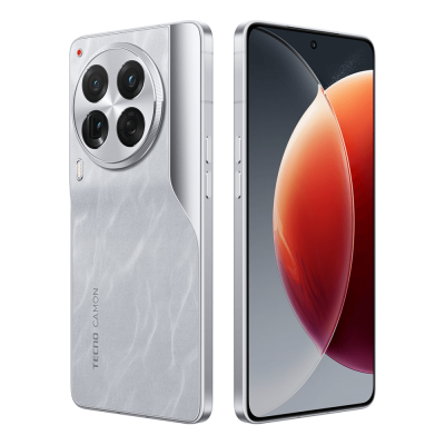 CL9 CAMON 30 Premier 5G 12+512 Snowy Silver, 6.78" Asahi Glass, 20:9, 2436 x 1080 Mpix, 3.1GHz x1 + 3.0GHz x3 + 2.0GHz x4 , 8 Core, 12GB RAM, 512GB, 50Мп+50UW+50Мп/50Мп, 2Sim, LTE, 4G, BT v5.3, WiFi, GPS/AGPS, Type-C, 5000mAh, Android 14, 210g, 162,6 ммx7