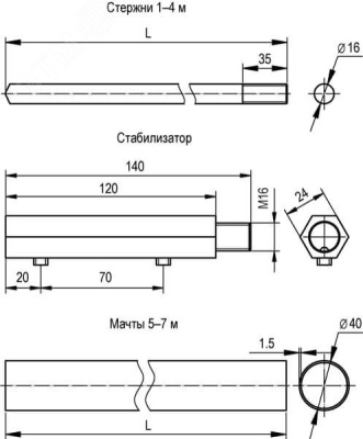 DKC NL3000 Молниеприемный стержень, 3 м