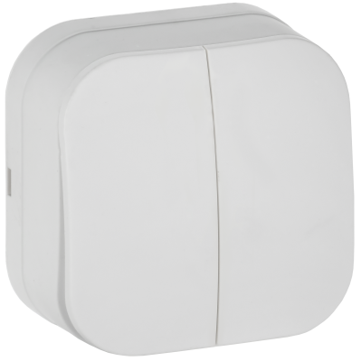 GLORY Выключатель 2-клавишный для открытой установки 10А ВС20-2-0-ХБм белый матовый IEK