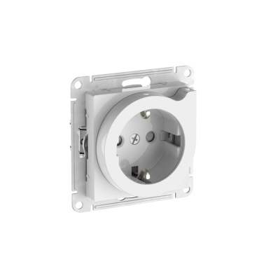ATLASDESIGN РОЗЕТКА с заземлением со шторками с выталкивателем, 16А, быстрозажимные клеммы, БЕЛЫЙ