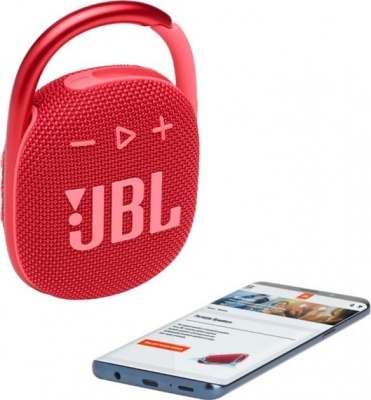 Колонка порт. JBL Clip 4 красный 5W 1.0 BT 15м (JBLCLIP4RED)