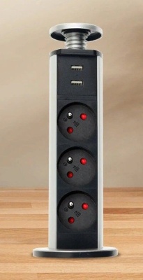 Сетевой разветвитель Premier vertical 3R USB 1.8м (3 розетки) серый (коробка)