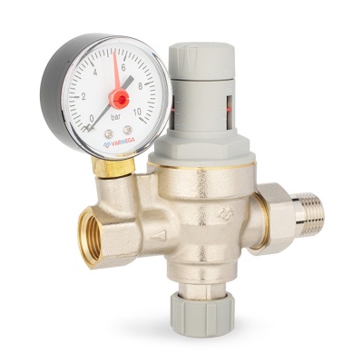 Клапан VARMEGA подпиточный 1/2", мембранный, с манометром, VM23001