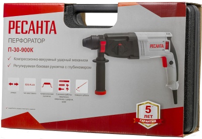 Перфоратор Ресанта П-30-900К патрон:SDS-plus уд.:4.3Дж 900Вт (кейс в комплекте)