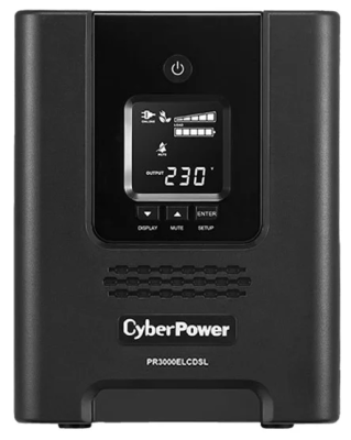 ИБП CyberPower PR3000ELCDSL, Line-Interactive, 3000VA/2700W, 8 IEC-320 С13, 1 IEC C19 розеток, USB&Serial, SNMPslot, LCD дисплей, Black, 0.6х0.3х0.4м., 29.6кг. CyberPower PR3000ELCDSL