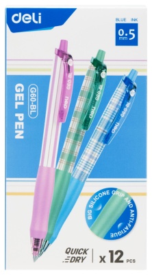 Ручка гелев. Deli EG60-BL ассорти d=0.5мм син. черн.