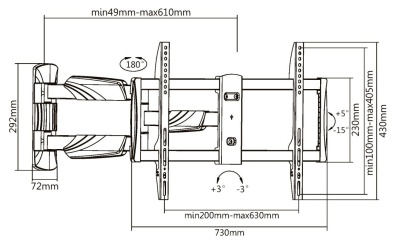 Кронштейн для телевизора Ultramounts UM 909 черный 37"-75" макс.35кг настенный поворотно-выдвижной и наклонный