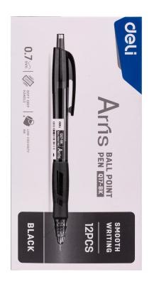 Ручка шариковая Deli EQ17-BK Arris авт. 0.7мм резин. манжета черный черные чернила