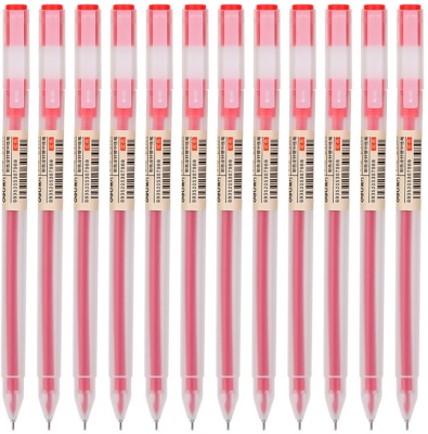 Ручка гелев. Deli A119-RD прозрачный красн. черн. линия 0.5мм