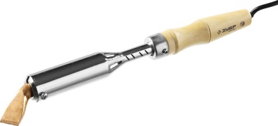 Паяльник, ЗУБР "МАСТЕР" 55303-200, с выключателем, деревянной рукояткой и долговечным жалом, 200Вт, клин [55303-200]