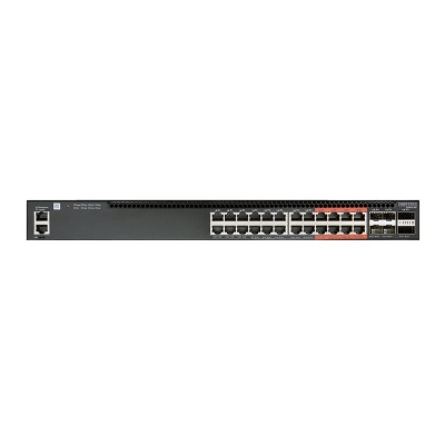 4610-30P-O-AC-F Edge-corE AS4610-30P, 24-Port GE RJ45 port PoE+, last 8 ports Ultra-PoE, 960W PoE Bugdet, 4x10G SFP+, 2 port 20G QSFP+ for stacking, Broadcom Helix 4, Dual-core ARM Cortex A9 1GHz, dual 110-230VAC 600W hot-swappable PSUs, one fixed syste