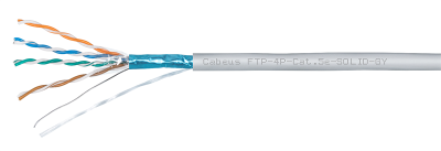 Cabeus FTP-4P-Cat.5e-SOLID-LSZH-GY Кабель витая пара экранированная FTP (F/UTP), категория 5e, 4 пары (24 AWG), одножильный, серый, экран - фольга, LSZH, нг(А)-HF, (305 м)