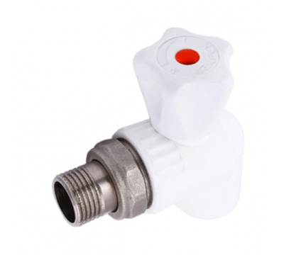 Кран для радиатора угловой 20x1/2' полипропиленовый PPR белый