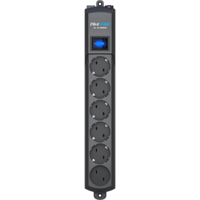 Сетевой фильтр Pilot S Max (5 евро + 1GP), 15А/3.5кВа, автомат, 7 м, графит ZIS Pilot S-Max (7 м, 6 розеток) (Pilot S-Max 7M)