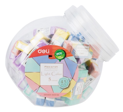 Ластик Deli EH02200 Macaron 50x20x11мм ассорти пласт.туб.