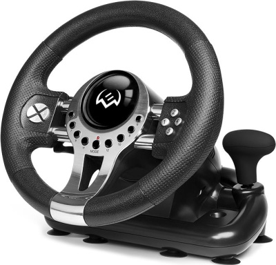 Руль Sven Sportline GC-W700 12кноп. (с педалями) черный/серебристый
