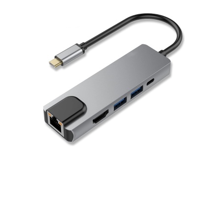 Bion Мульти переходник USB Type-C - USB Type-C/2*USB-A 3.0/HDMI/RJ-45 1000мб/с, 60W [BXP-A-USBC-MULTI-03]