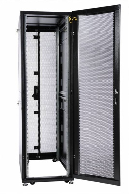 Шкаф серверный ЦМО ШТК-СП-42.6.10-44АА-9005 42U 600x990мм пер.дв.перфор. 2 бок.пан. 1350кг черный